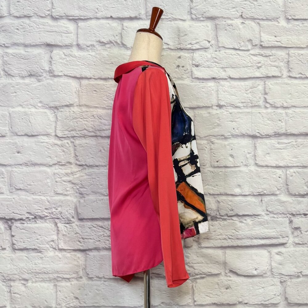 Elie Tahari Silk Abstract Print Blouse - Picture 3 of 9